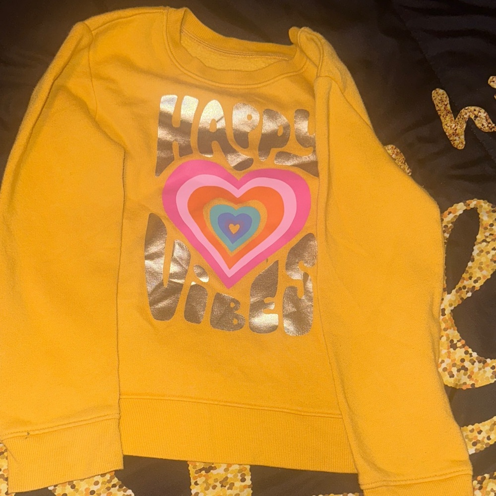 Happy Vibes Yellow Kids Sweatshirt